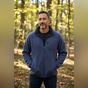 32 Degrees Men’s Fleece Jacket Navy Blue Full Zip Lightweight Size M